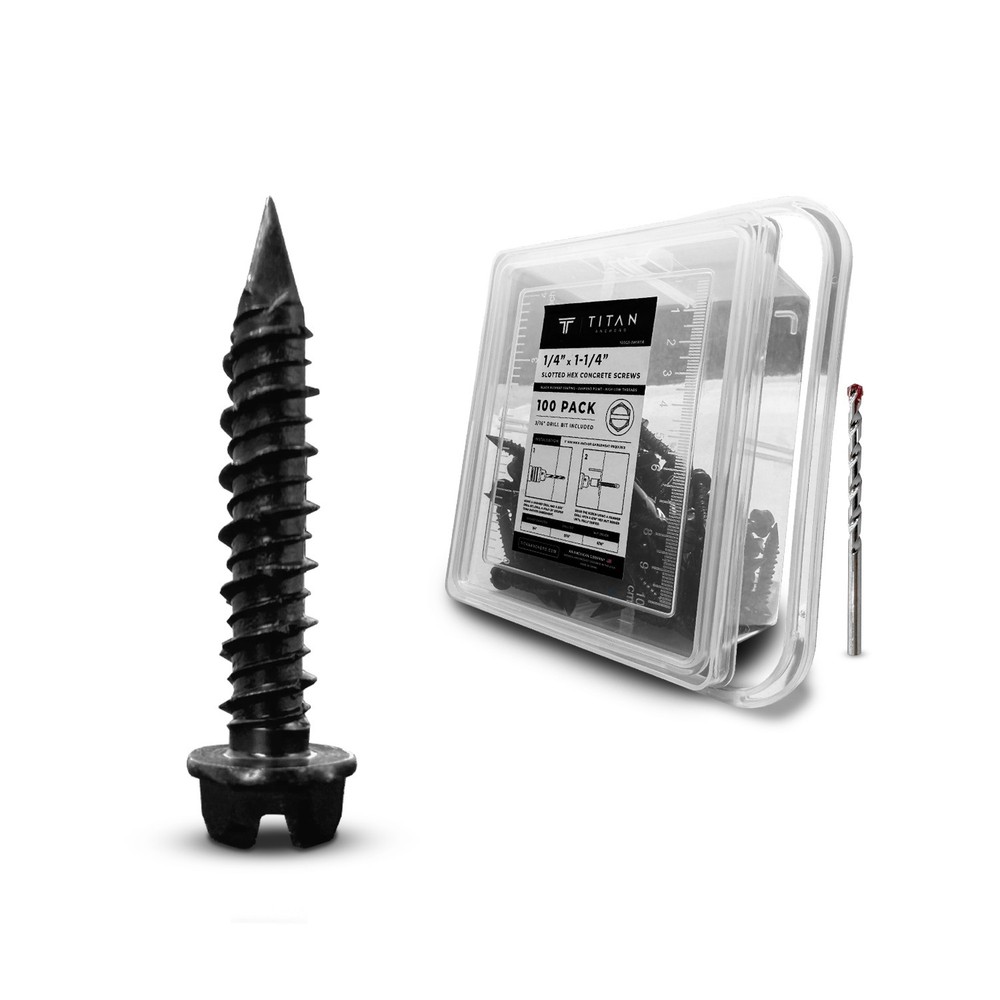100-Pack 1/4 x 1-1/4″ Black Ruspert Hex-Head Concrete Screw Anchors