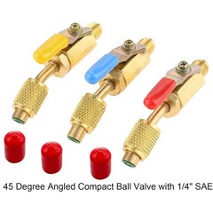 3PCS New Brass Air Conditioning Shut Valve Adapter 1/4″ SAE Male And Female
