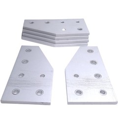 Lot of 6 80/20 4320 Angled Flat Plates, 15-Series, 6-Hole, 6in x 3in x 0.250in