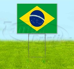 BRAZILIAN FLAG 18×24 Yard Sign WITH STAKE Corrugated Bandit BUSINESS BRAZIL