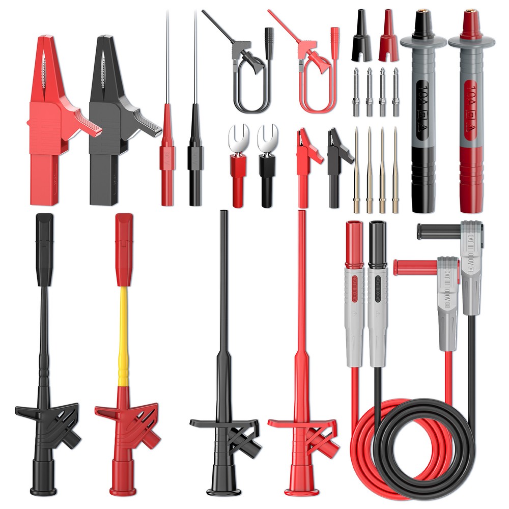 28PCS Multimeter Test Lead Kit Alligator Clips High Voltage Flexible Test Probes