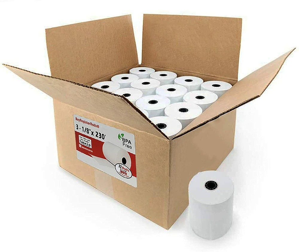 32 Rolls- 3 1/8″ x 230′ Thermal Paper Rolls For Cash Register POS BPA Free