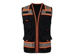 Black Hi-Vis Safety Vest With Plan Pocket, Size XS To 5XL