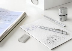 Trio Sharpener Box Grip 2001 – Hand-Powered Ergonomic Pencil Sharpener in Silver