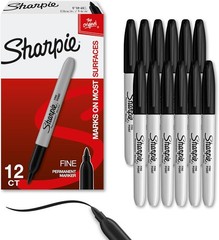 Sharpie Permanent Markers, Fine Tip, Black, 12 Count – Office Supplies, Quick Dr