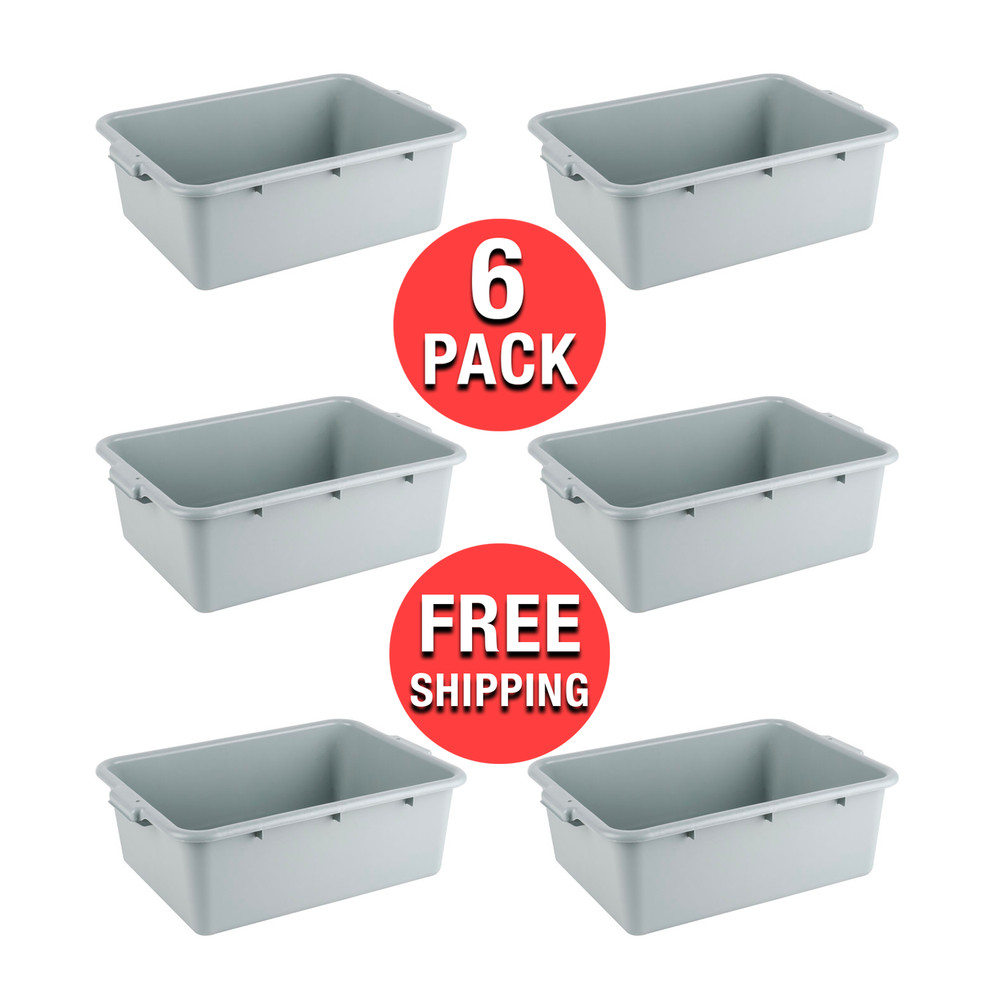 (6-Pack) Bus Plastic NSF Restaurant Dishwasher Tub Box Meat Lugs 20″ x 15″ x 7″