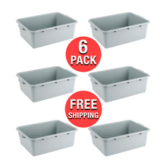 (6-Pack) Bus Plastic NSF Restaurant Dishwasher Tub Box Meat Lugs 20″ x 15″ x 7″