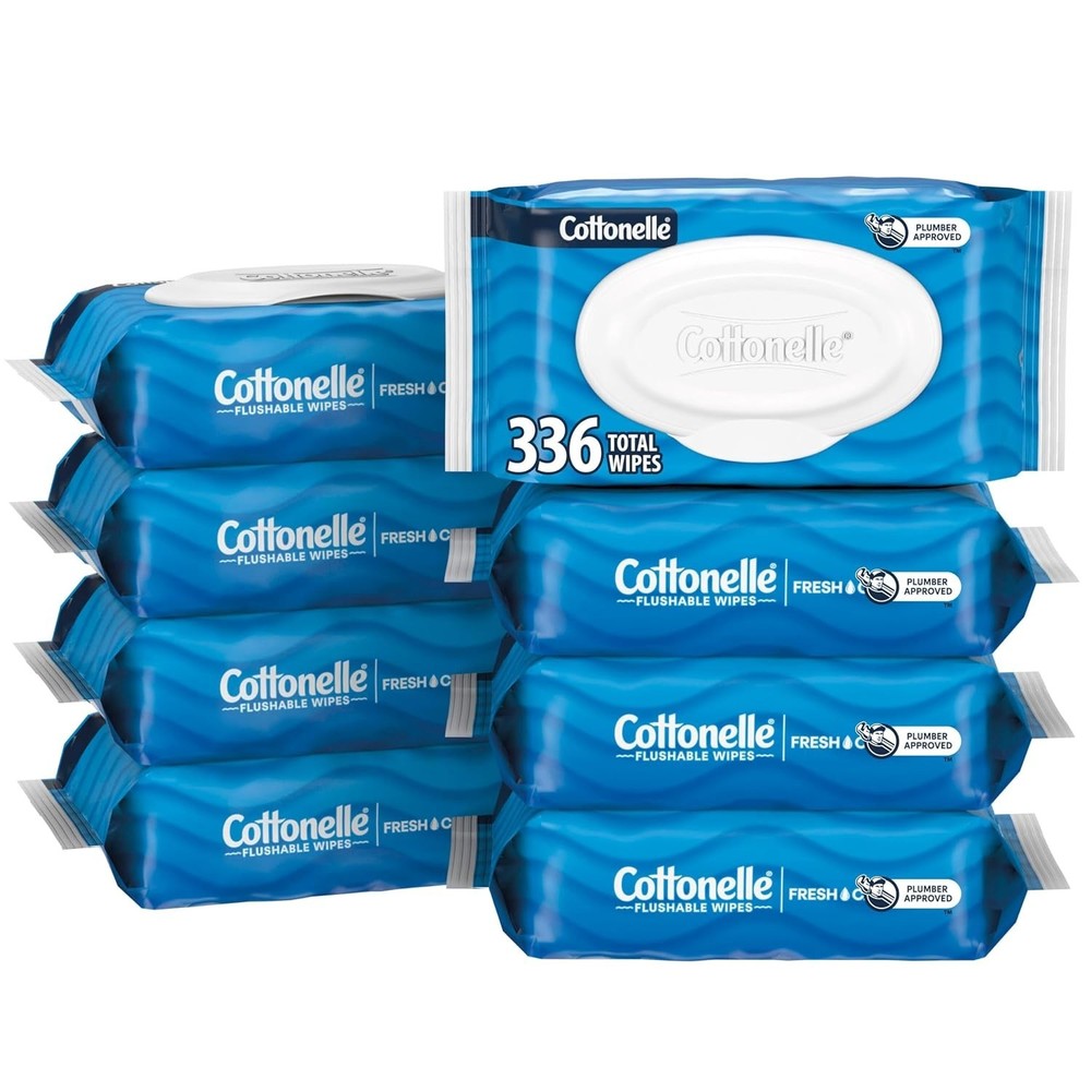Cottonelle Flushable Wet Wipes 336-Count (8 Packs of 42) – Fresh Feel Adult Bath