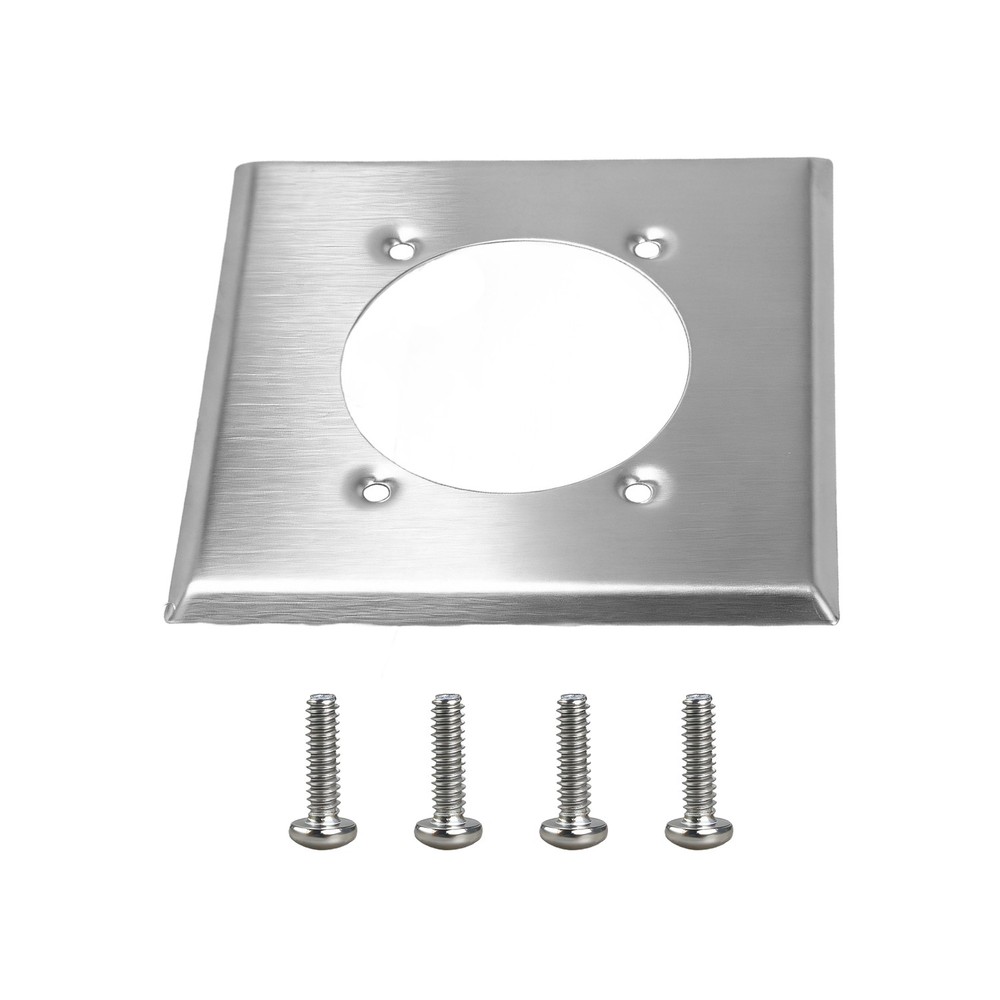 2 Gang Single Hole Receptacle Wall Plate Ø2.48″ for Hubbell 14-50R HBL9450A