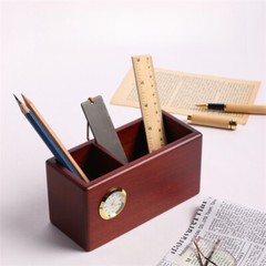 1pcs Wood Pen Holder Box Chinese Style Office Wooden Desktop Organizer Box