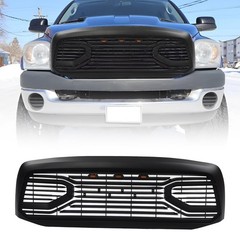Front Horizontal Grille 2006-2008 Ram 1500 ABS Big Horn Style w/Lights Black