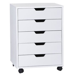 5 Drawer Dresser Rolling Clothing Storage Chest Beside Wall Mobile Store Clothes