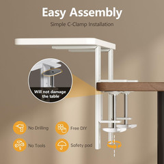 15.7″×7.5″ Clamp-On Desk Extender and Organizer Shelf, Adjustable White