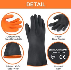 14″ XL Chemical Resistant Gloves Heavy Duty Rubber Long Waterproof Industrial Sa