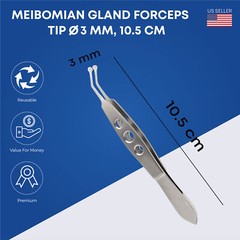 Meibomian Gland Expressor Forceps Tweezer High Precision for Meibomian Flap, 3MM