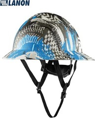 LANON Full Brim Hard Hat, OSHA Construction Work Approved, Blue Pattern Desig…