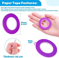 15 Rolls of Assorted Color Whiteboard Tape – 1/8 Inch Pinstripe Perfect for Art