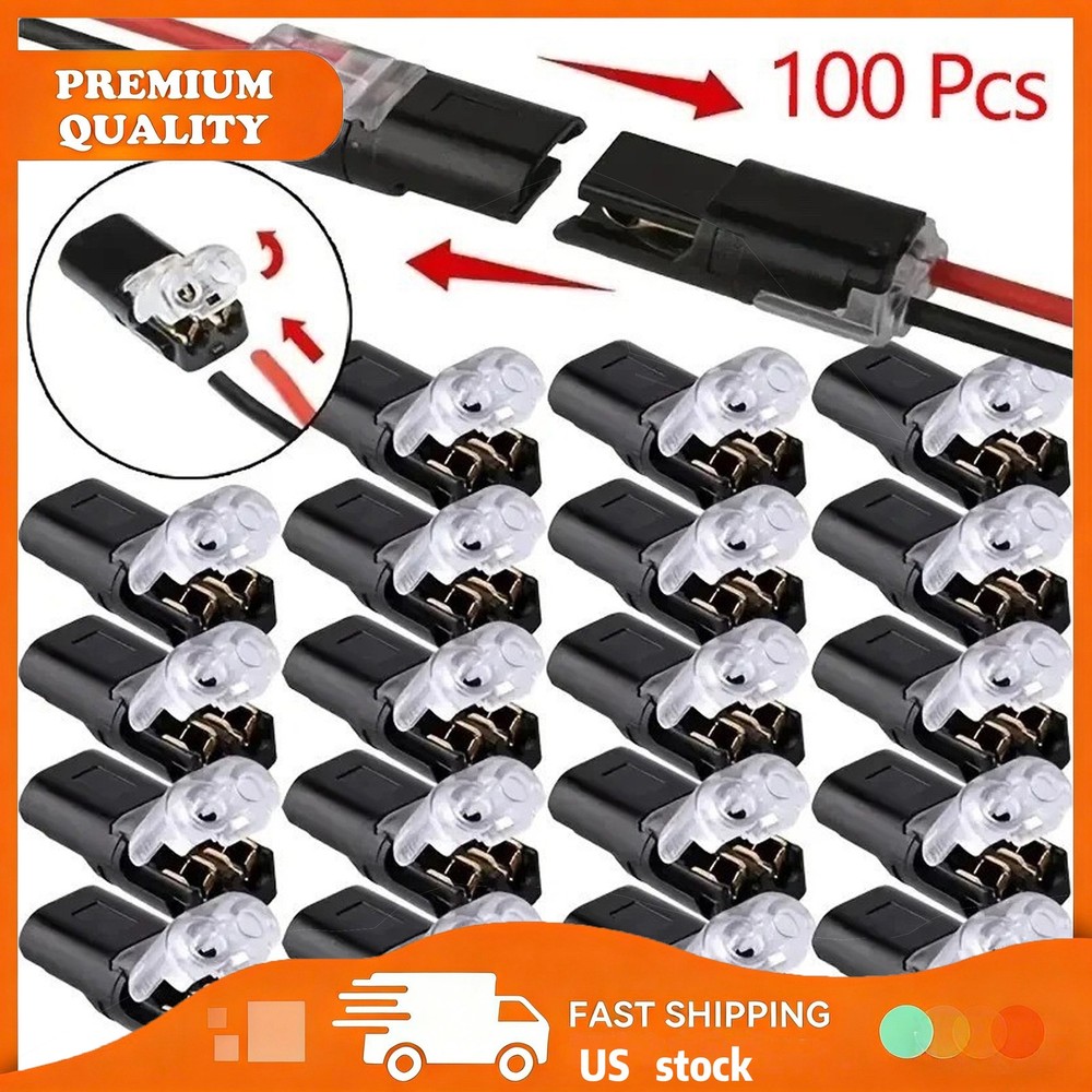100PCS Double-Wire Plug-in Cable Snap Connector Terminal Block w/ Locking Buckle