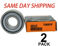 2PACK TIMKEN 6202-ZZ 15X35X11MM Double Metal Seal Ball Bearings
