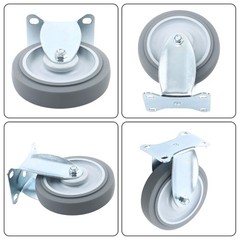 4 Pieces 1400 Pounds Heavy Duty 5″ Industrial Casters Fixed Rubber Casters Grey