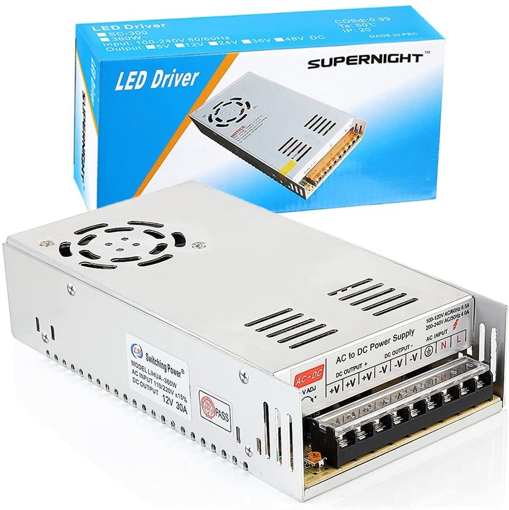 AC to DC 12V 30A 360W Universal Regulated Switching Power Supply Adapter Driver
