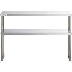 12″W x 48″D x 32″H Stainless Steel Double Deck Overshelf For Work Prep Tables