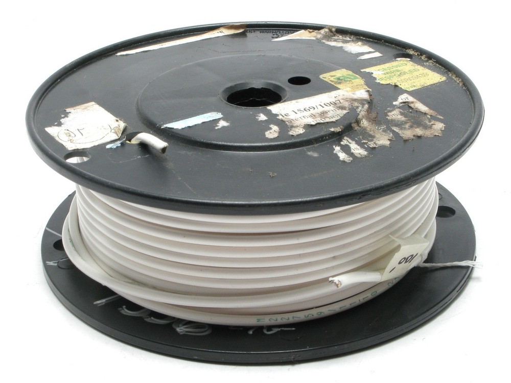 M22759/11-10-9 10AWG, Silver Plated, PTFE Teflon Jacketed Wire, White, 100ft