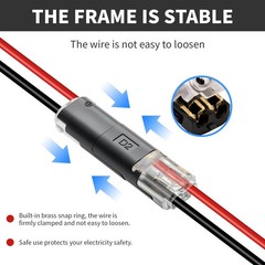 50 Pcs Solderless 2 Pin Wire Connectors Quick Splice Low Voltage Terminals Kit