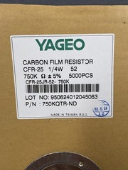 5000pcs YAGEO 750K Ohm 1/4W Carbon Film Resistors CFR-25JR-52-750K Ammo Pack