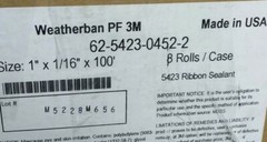 (2) Rolls 3M PF-5423 Weatherban Ribbon Sealant 1″ x 1/16″ x 100′ ea 62542304522