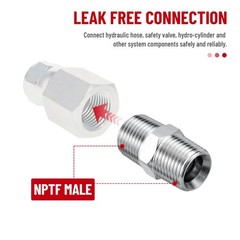 10 Pack Hydraulic Hose Adapter Fittings: 1/2″ NPTF Male x 1/2″ NPTF Male w/Cover