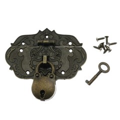 Antique Embossing Decorative Brass Hasp Clasp Latch Lock with Screws for Jewe…