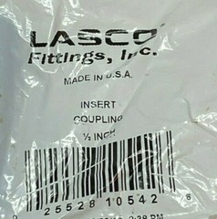 Lasco Fitting MTP 1/2″ Insert PVC Coupling MFR#1429-005 Made in USA f/ Dripline