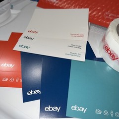 25 eBay Branded Shipping Supplies STARTER KIT Red Tape Postcard Bag FUN COLORS