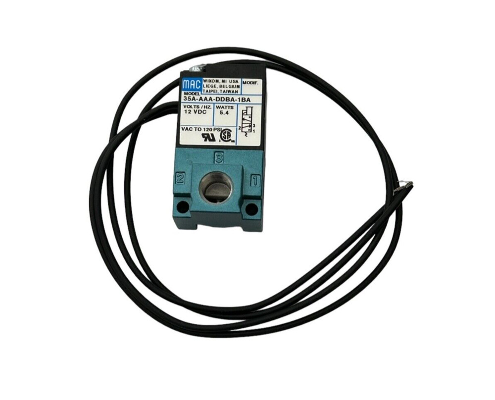 MAC 35A-AAA-DDBA-1BA Solenoid Valve Voltz/Hz 12VDC , Watts 5.4 , VAC to 120 PSI
