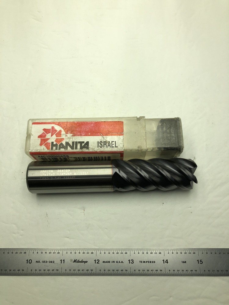 Widia / Hanita A4C1525008RB A4C15 1″x1″X2.1/4″X5″ 5 Flute Solid Carbide End Mill