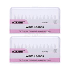 10X AZDENT Dental White Stone Polishing Flame FG Burs Abrasion Aluminum Oxide US