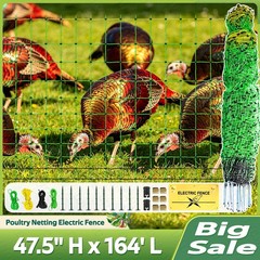 Farm Electric Poultry Netting Fence, 47.5″ H x 164′ L for Chickens, Ducks, Geese