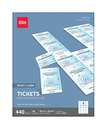 NEW Office Depot Inkjet/Laser Tickets, 5 1/2″ x 2 1/8″, Bright White, 440 Count