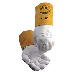 Caiman 1600-5 1600 Welding Gloves, Gauntlet Cuff, Straight Thumb, Premium