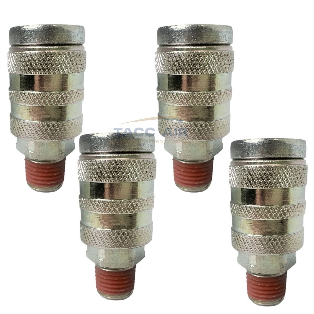 4 PC Industrial M style Air Compressor Quick Connect Coupler 1/4″ NPT Male Steel