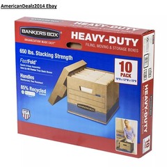 Bankers Box Heavy Duty Storage Boxes, 10″ X 12″ X 15″ (10 Pack), Kraft Brown