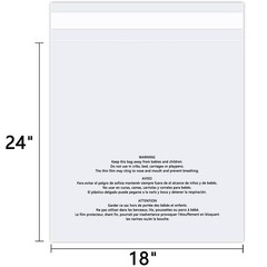 WEPOLY 18×24 Clear Self-Seal Poly Bags 200 Count for Shirts Clothing FBA