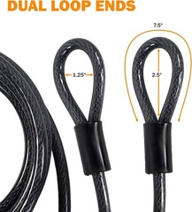 12mm 1/2 inch Heavy-Duty Security Cable, Vinyl Coated Braided Steel with Seal…