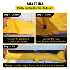 Industrial PVC Flood Barrier: 24ft L x 20in W x 12in H, Waterproof & Durable