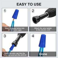 5PCS Wire Stripping Twisting Tool, Electrical Drill Stripper Cable Nut Twister