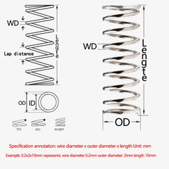 10Pcs/Lot 0.2Mm 0.3Mm 0.4Mm Micro Small Compression Spring OD 2/3/4/5/6/7/8/9/10