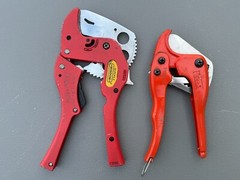 Pair of 2 Heavy-Duty Metal Ratcheting PVC Pipe Cutters: Wisdom 22-PCP2-2 & L-42A