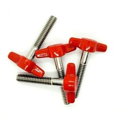 1/4″-20 Thumb Screws T Bolts with Red Butterfly Tee Wing Knob Stainless Steel