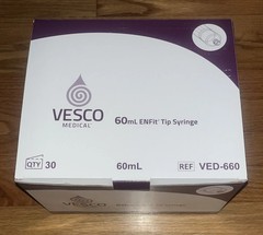 New Sealed Vesco Medical ENFIT Tip Syringe 60ML VED-660 Box of 30